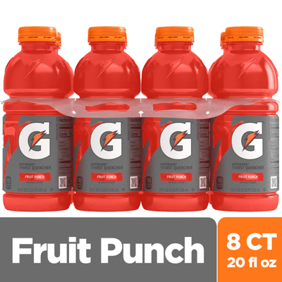 Gatorade Thirst Quencher Fruit Punch Sports Drink, 20 fl oz Bottles, 8 Pack