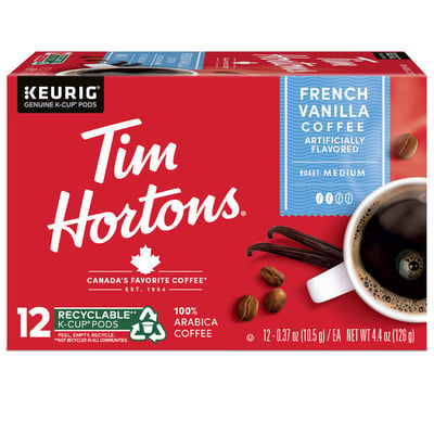 Tim Horton's Medium Roast French Vanilla Coffee K-Cup Pods 12 - 0.37 Oz