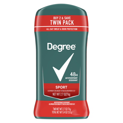 Degree Antiperspirant Deodorant, Sport, Twin Pack, 5.4 oz