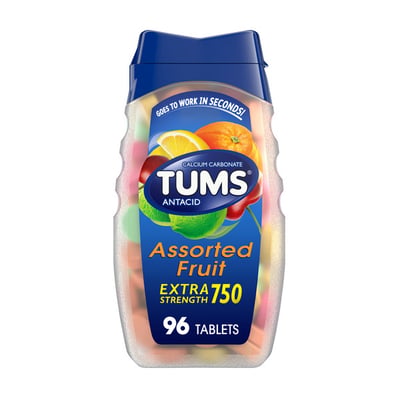 Tums Extra Strength 750 Antacid Chewable Tablets Assorted Fruit 96 ct