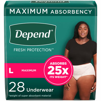 Depend Max Absorbency Adult Incontinence Disposable Underwear For Women Large 28 Count