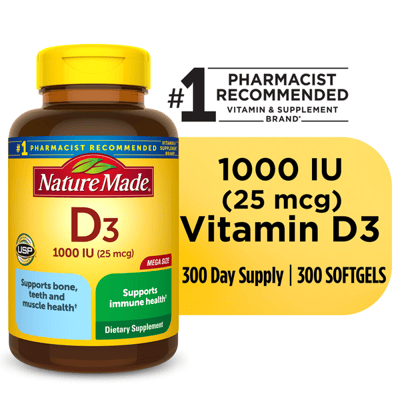 Nature Made Vitamin D3 1000 IU Softgels 300 ct