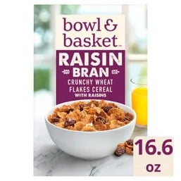 Bowl & Basket Raisin Bran Crunchy Wheat Flakes Cereal 16.6 oz