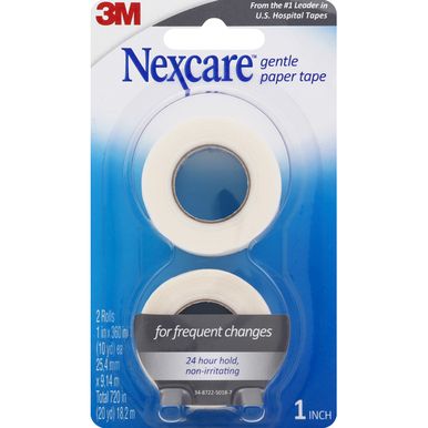 Nexcare Gentle Paper First Aid Tape White 1\" X 20 YD