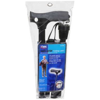 Carex Soft Grip Folding Cane, Black