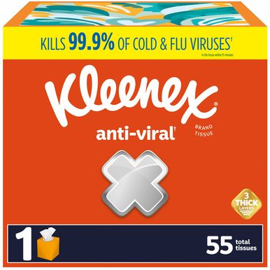 Kleenex Anti Viral Facial Tissues Cube Box