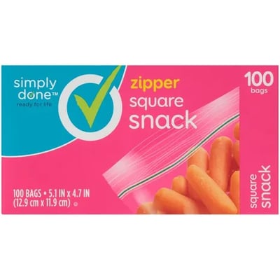 Simply Done Zipper Square Snack Bags 100 ct