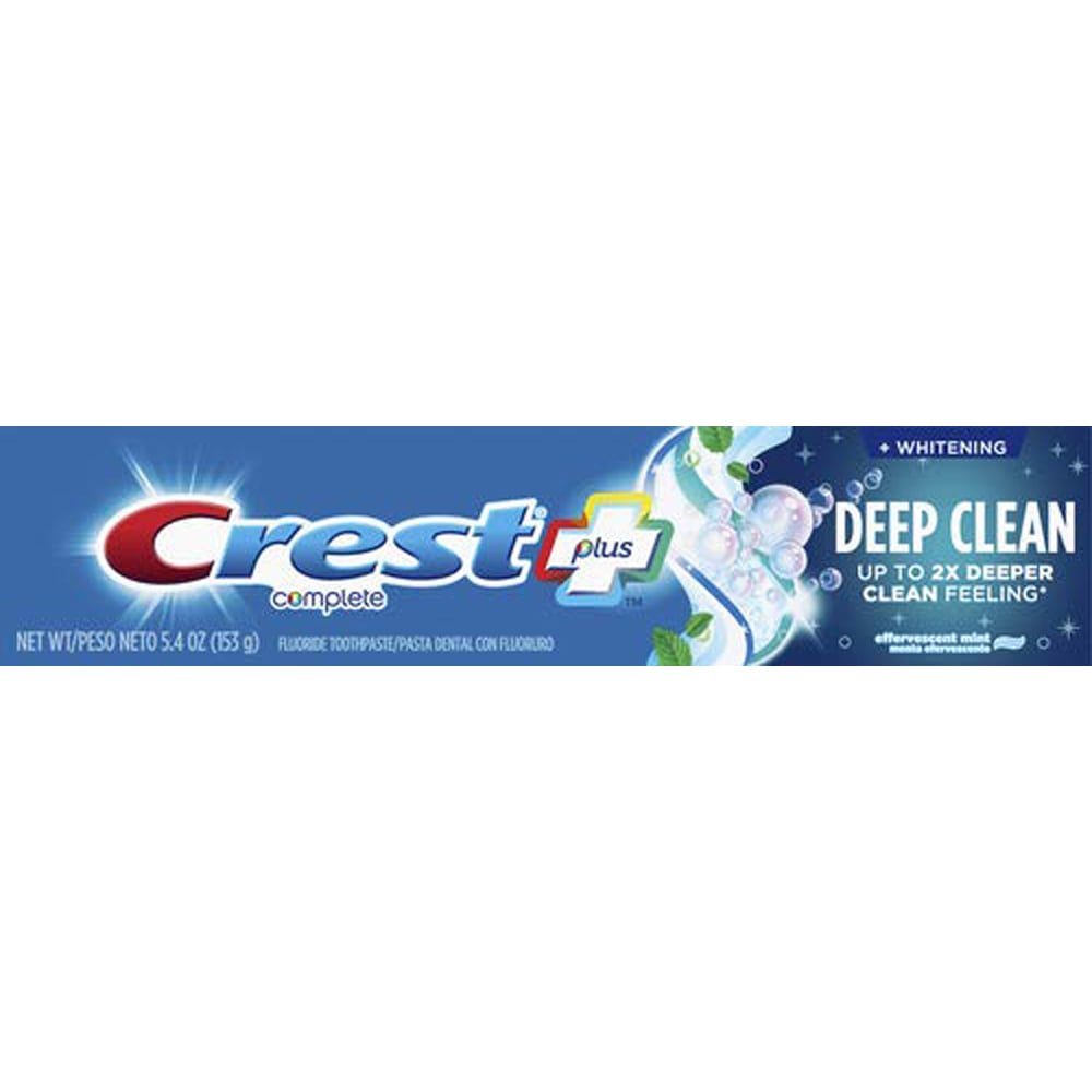 Crest Complete Whitening Fluoride Toothpaste Plus Deep Clean Effervescent Mint, 5.4 Oz