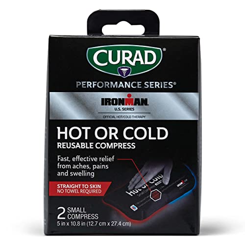 Curad Ironman Hot Or Cold Reusable Compress, Reusable Ice Pack For Injuries, Small Compress Is 5 In X 10.8 In