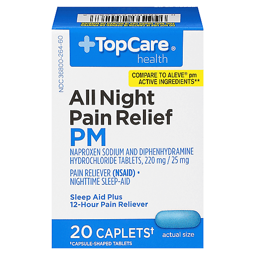 TopCare All Day Pain Relief PM Tablets 220 mg, 20 ct
