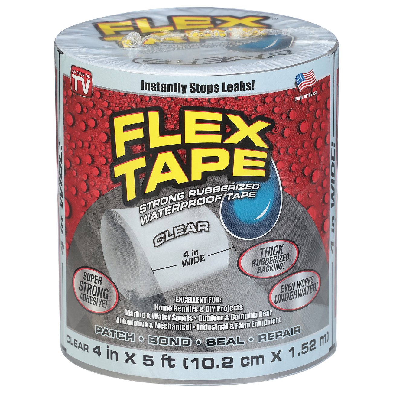 Flex Tape Seal TFSCLRR0405 Repair 5 Ft L, 4 In W, Clear