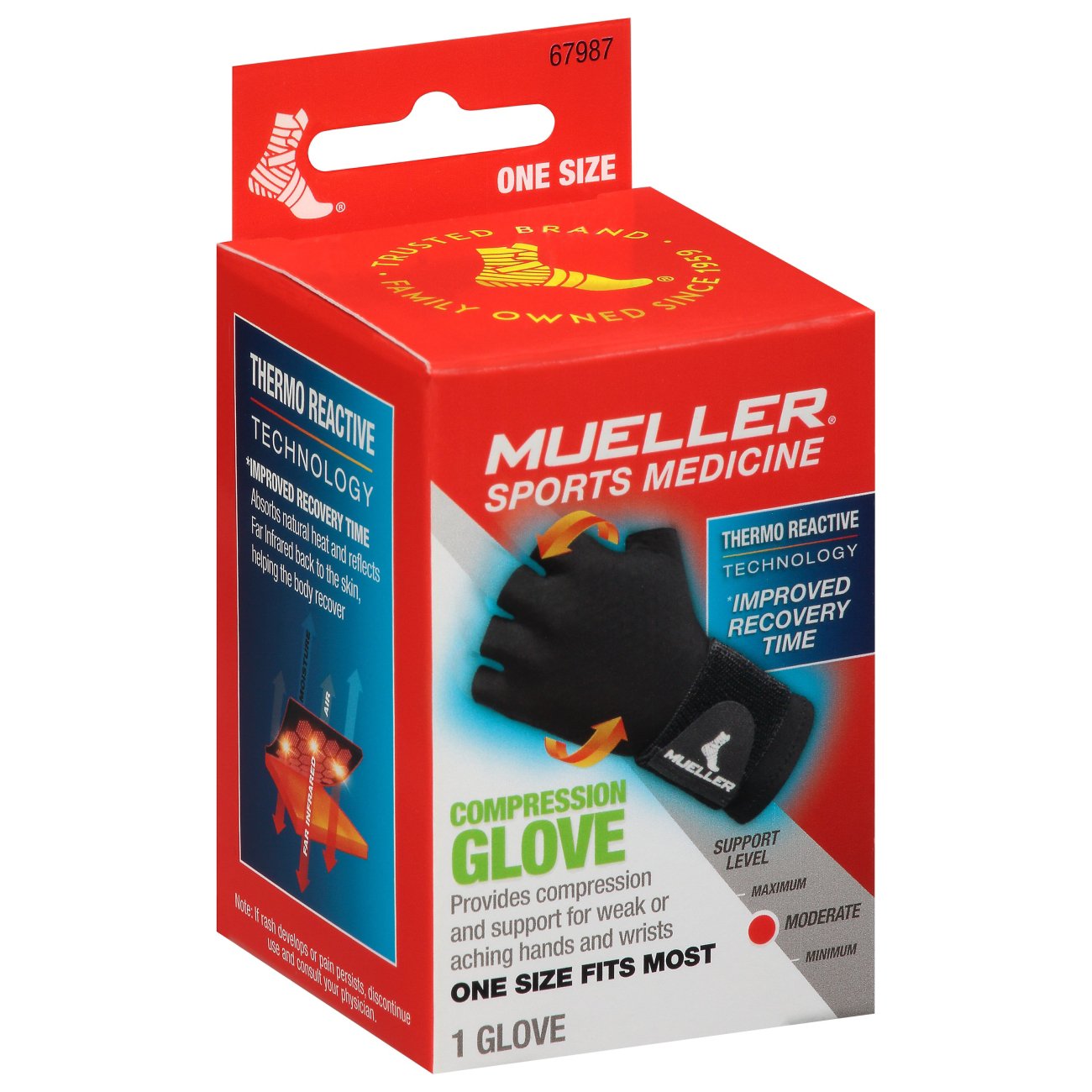 Mueller Reversible Compression Glove, Black, One Size Fits Most