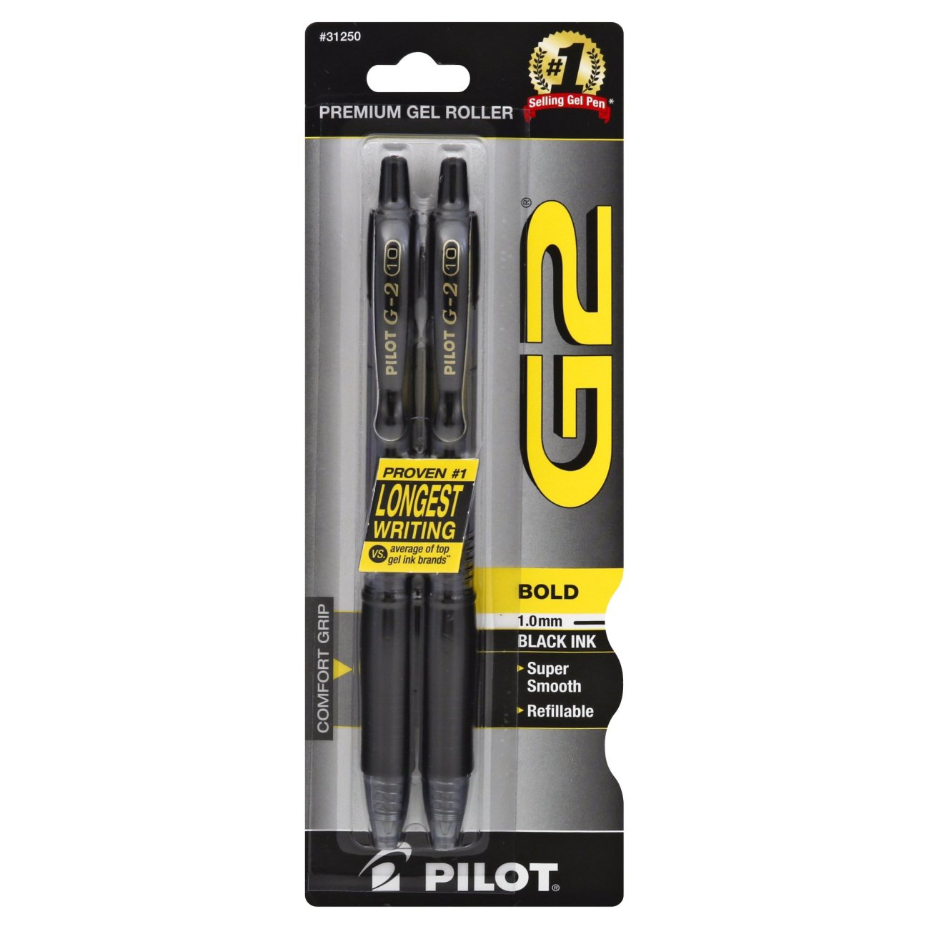 Pilot G2 Bold 1.0mm Black Ink Premium Gel Roller Pens
