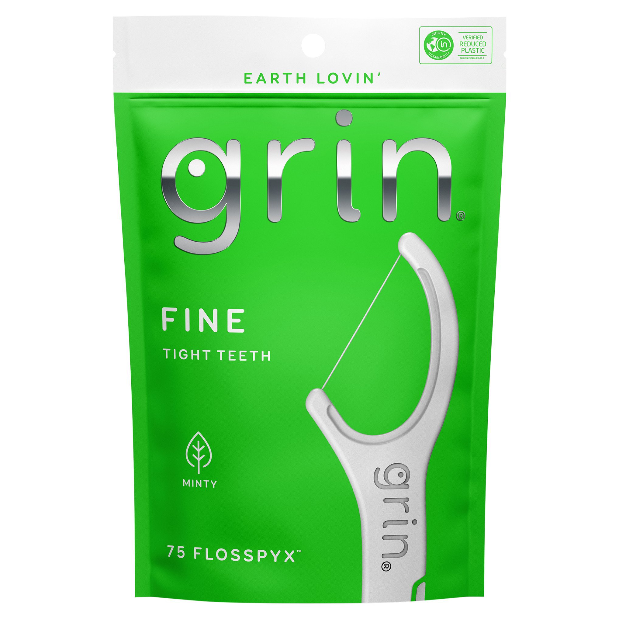 Grin Oral Care Fine Flosspyx - Minty - 75ct