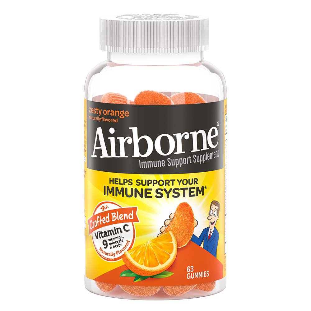 Airborne Gummies, Vitamin C, Minerals & Herbs Immune Support Zesty Orange