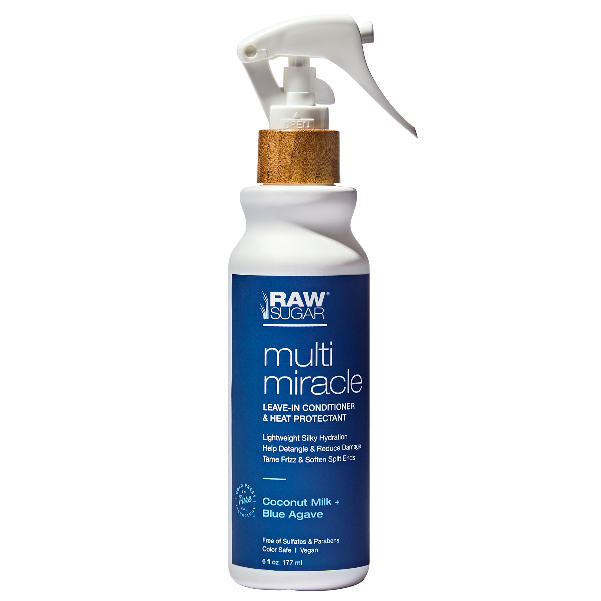 Raw Sugar Multi-Miracle Leave-in Conditioner Heat Protectant Spray 6 Fl Oz
