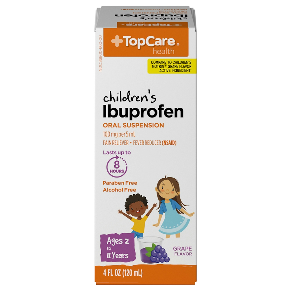 TopCare Ibuprofen, 100 Mg, Grape Flavor, Children's 4 Fl Oz