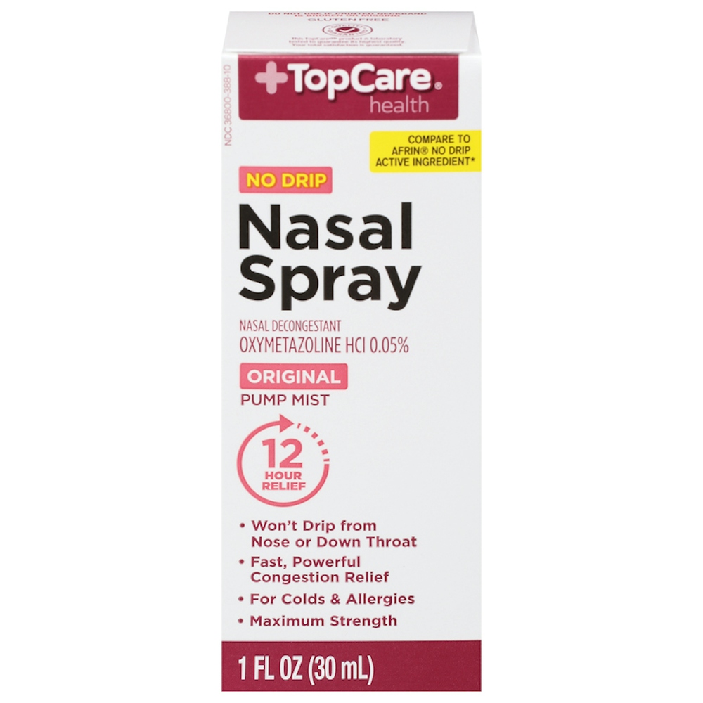 TopCare Nasal Decongestant Oxymetazoline HCl 0.05% No Drip Original Spray 1 fl oz