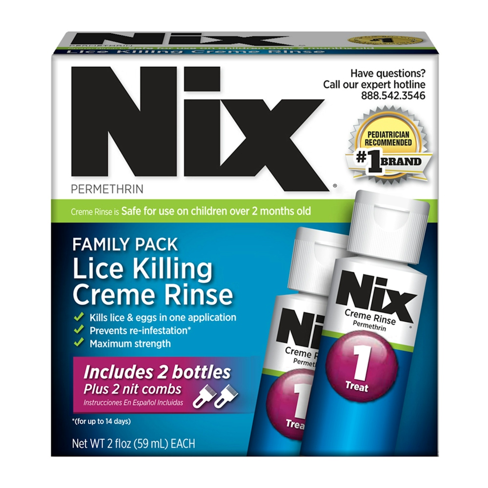 Nix Maximum Strength Treatment Lice Killing Creme Rinse, 2 Pack