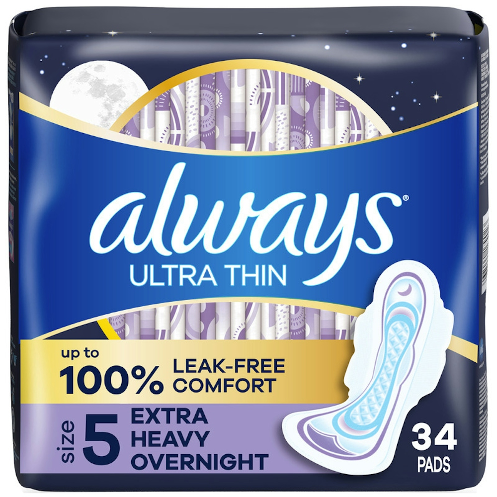 Always Pads, Ultra Thin, Extra Heavy Overnight, Size 5, Jumbo Pack