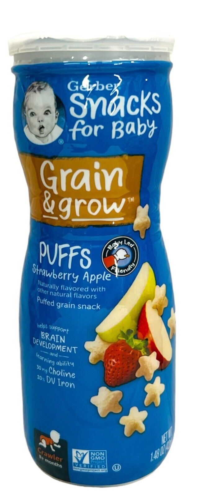 Gerber Snack For Baby Grain & Grow Strawberry Apple Puffs 1.48 Oz