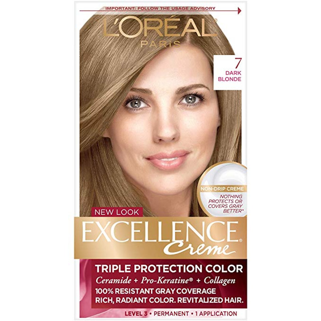 Excellence L'Oreal Paris Creme Permanent Triple Care Hair Color - 7 Dark Blonde