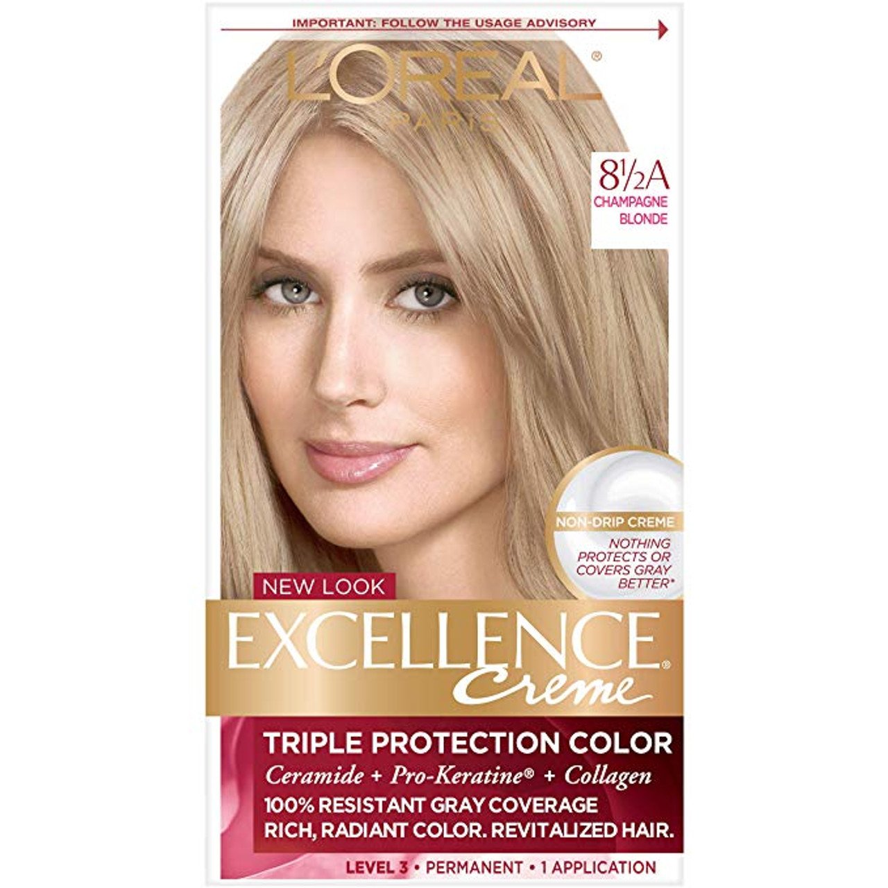 Excellence L'Oreal Paris Triple Protection Permanent Hair Color - 6.3 Fl Oz - 8.5A Champagne Blonde - 1 Kit