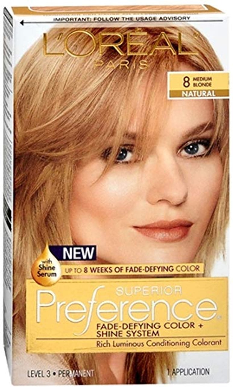 Superior Preference L'Oreal Paris Fade-Defying Shine Permanent Hair Color, 8 Medium Blonde, 1 Kit