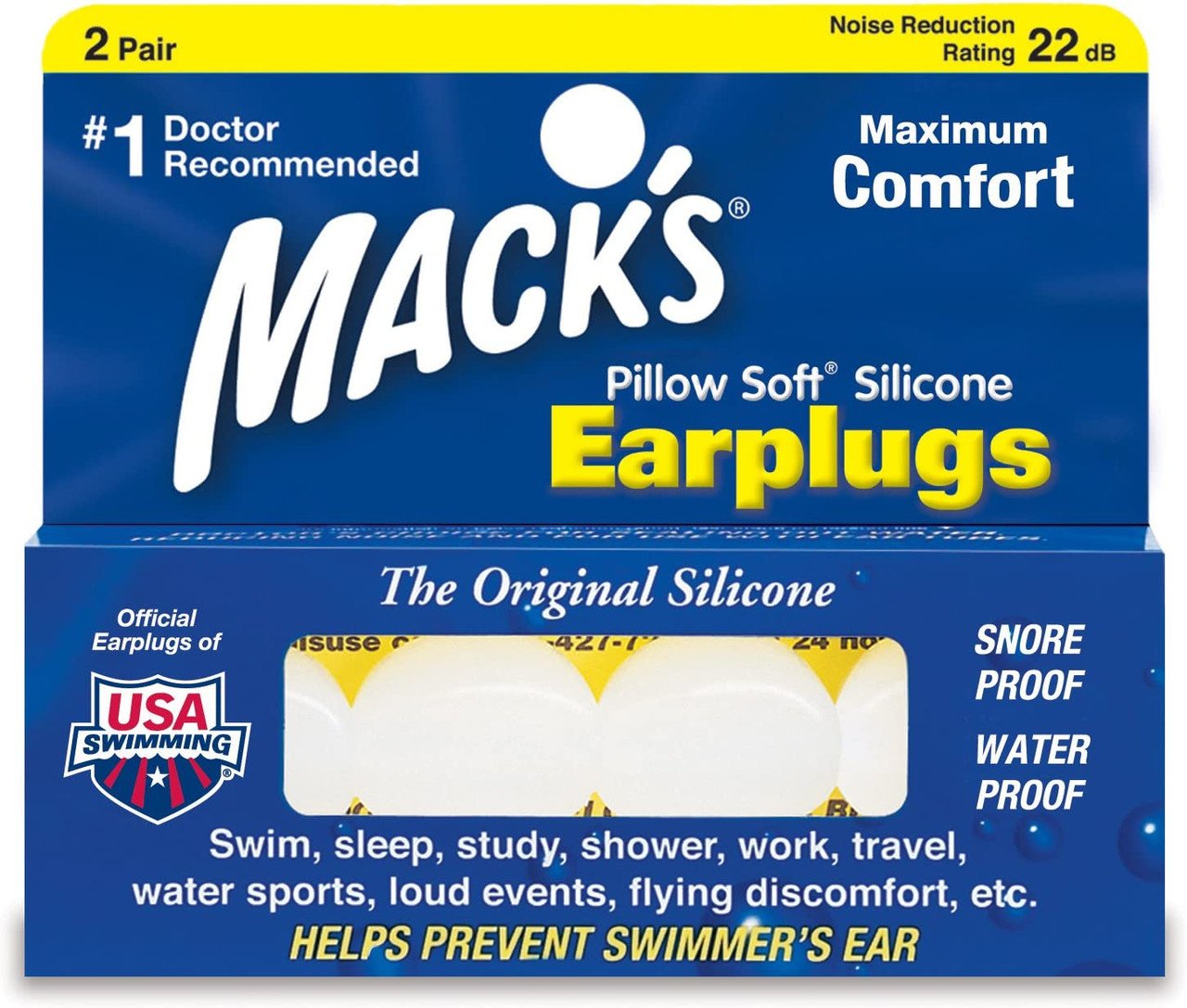 Mack's Pillow Soft Silicone Putty Earplugs, 2 Pair