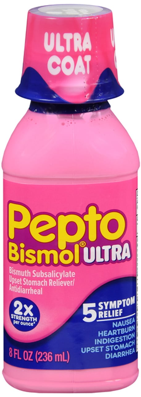Pepto Bismol Liquid Ultra For Nausea, Heartburn, Indigestion, Upset Stomach, & Diarrhea - 5 Symptom Fast Relief, Original Flavor