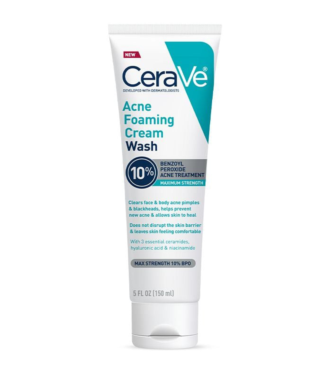 CeraVe Maximum Strength Acne Foaming Cream Wash, 5 Fl Oz