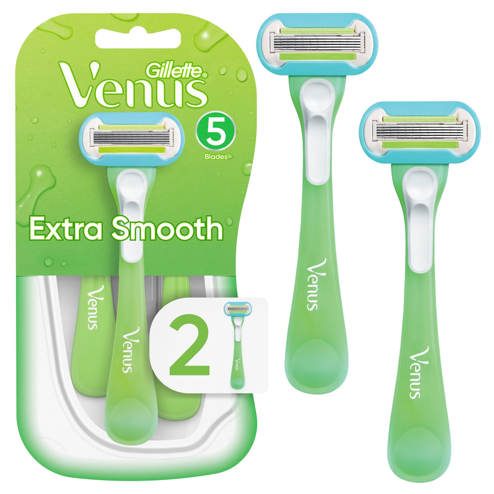 Gillette Venus Extra Smooth Green Women's Disposable Razors - 2ct