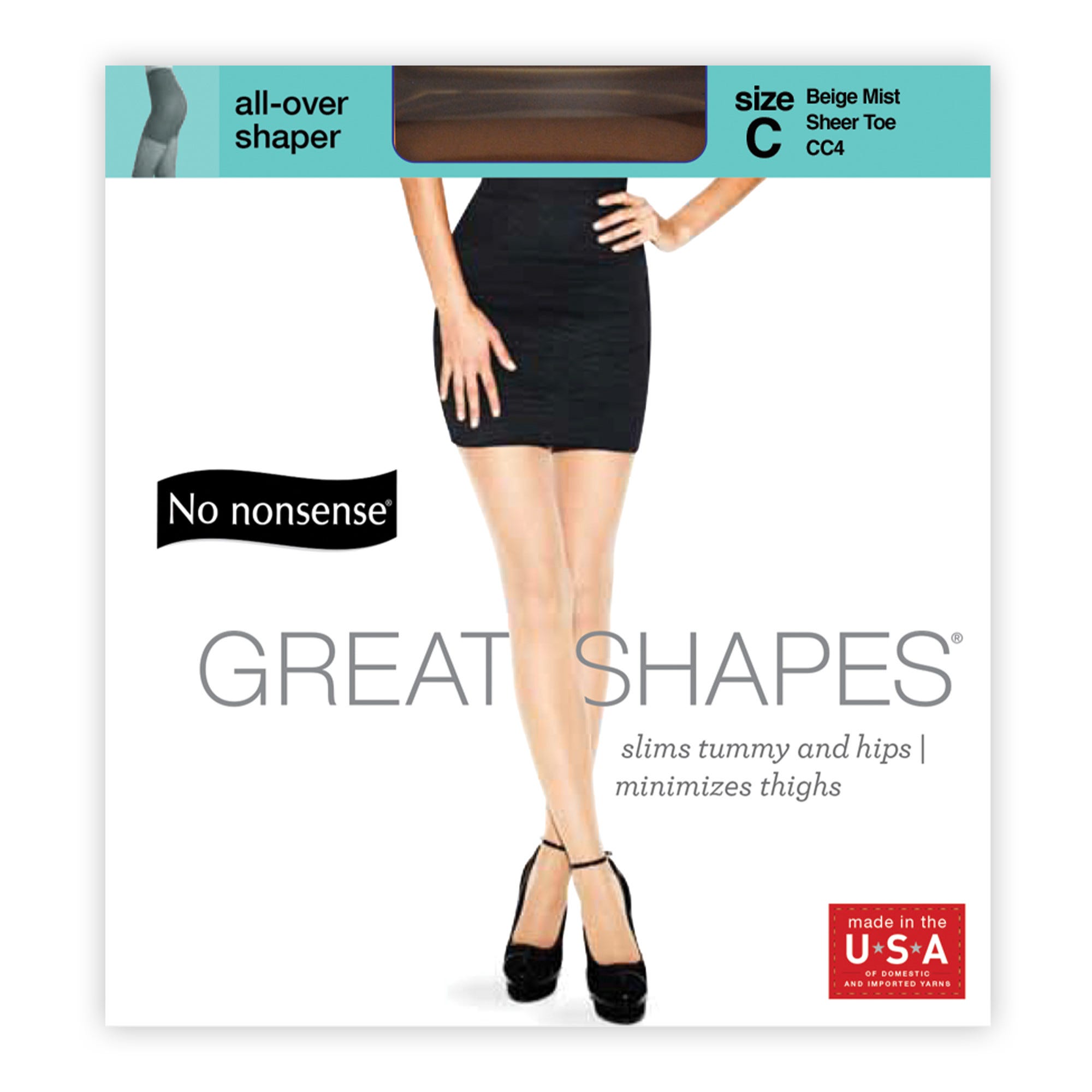 No nonsense Great Shapes All Over Shaper Size C Beige Mist Sheer Toe - 1 PR