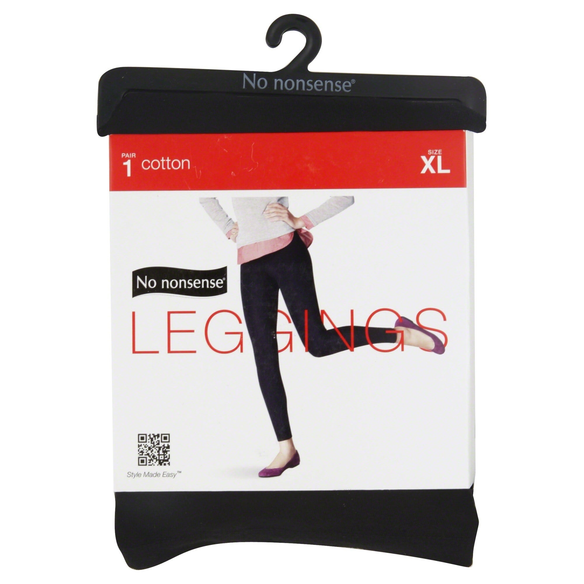 No Nonsense Leggings, Cotton, Black, XL