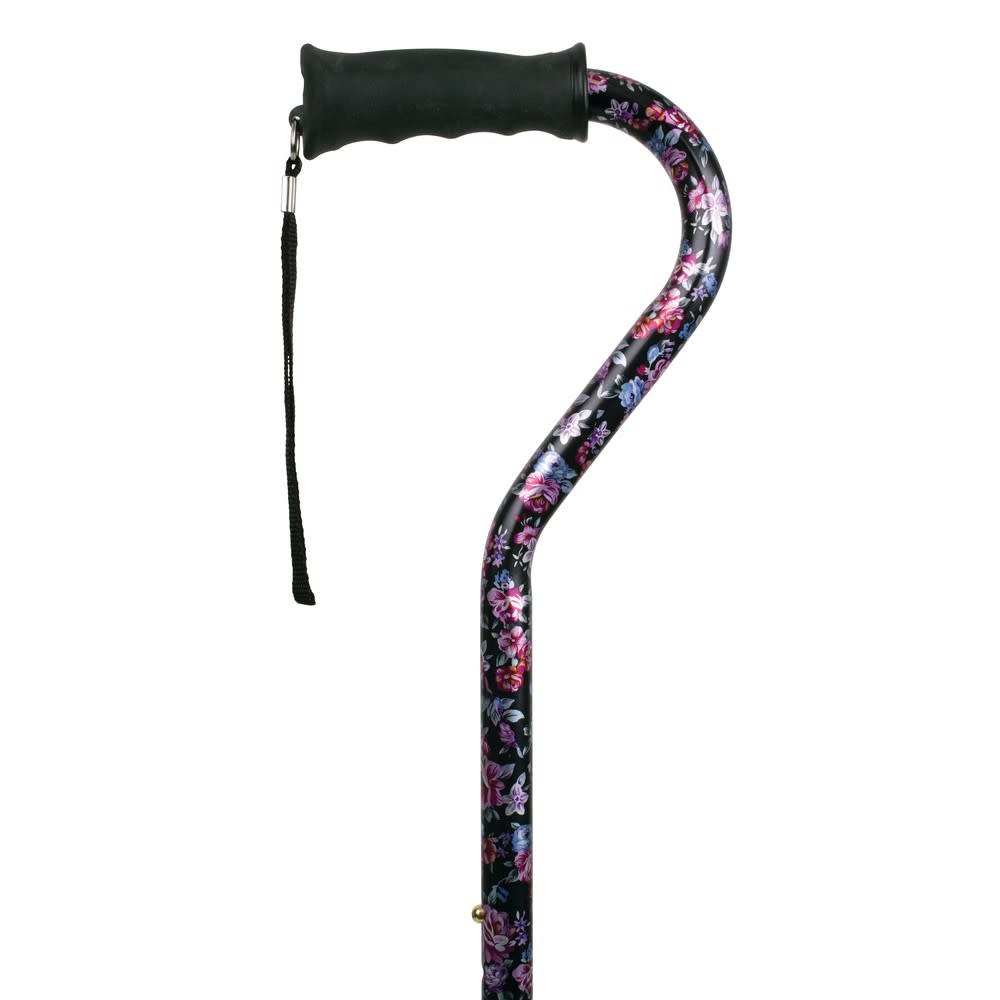 Carex Ergo Offset Cane, Black Flower