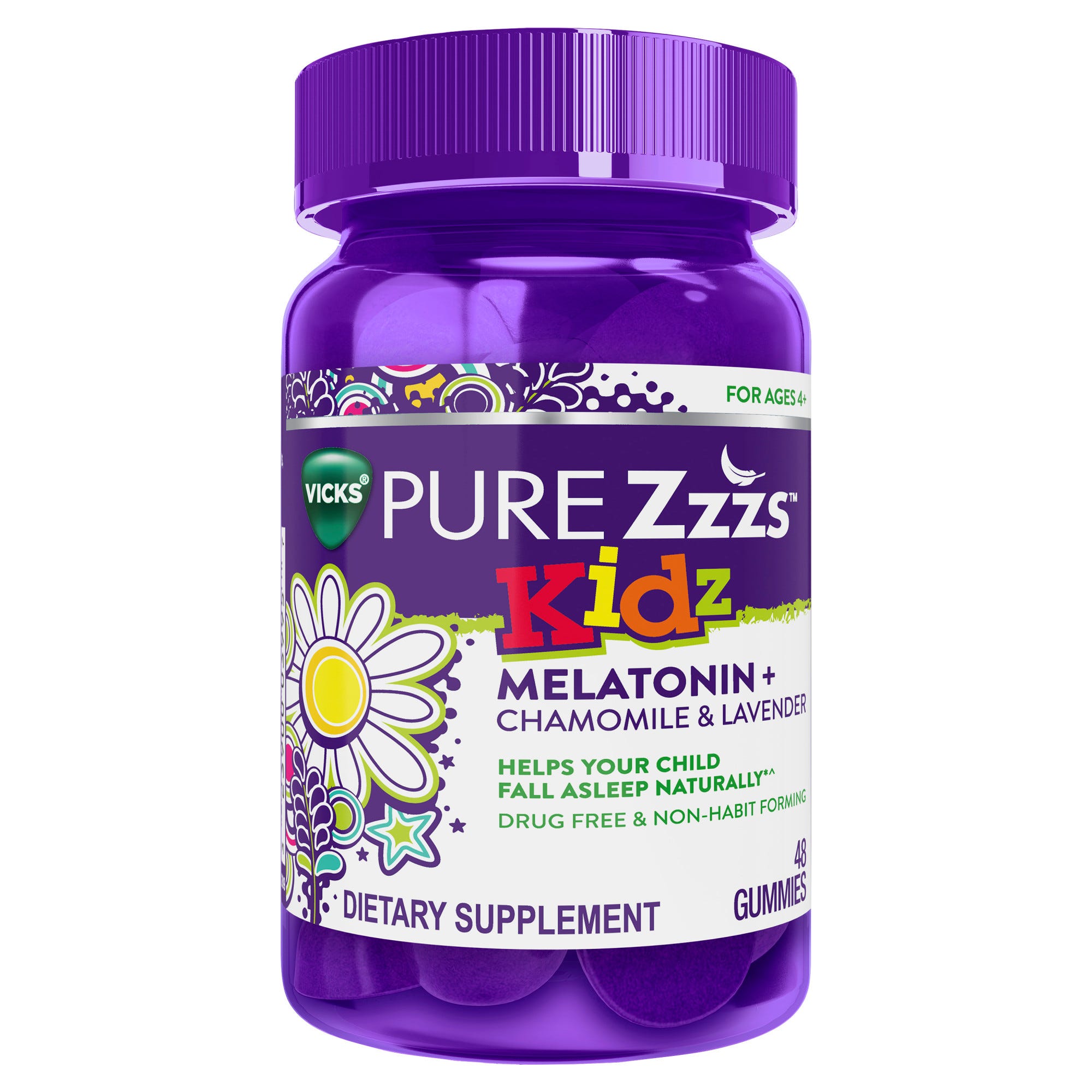 Vicks Pure Zzzs Kids Melatonin Sleep Aid Gummies Berry 0.5mg