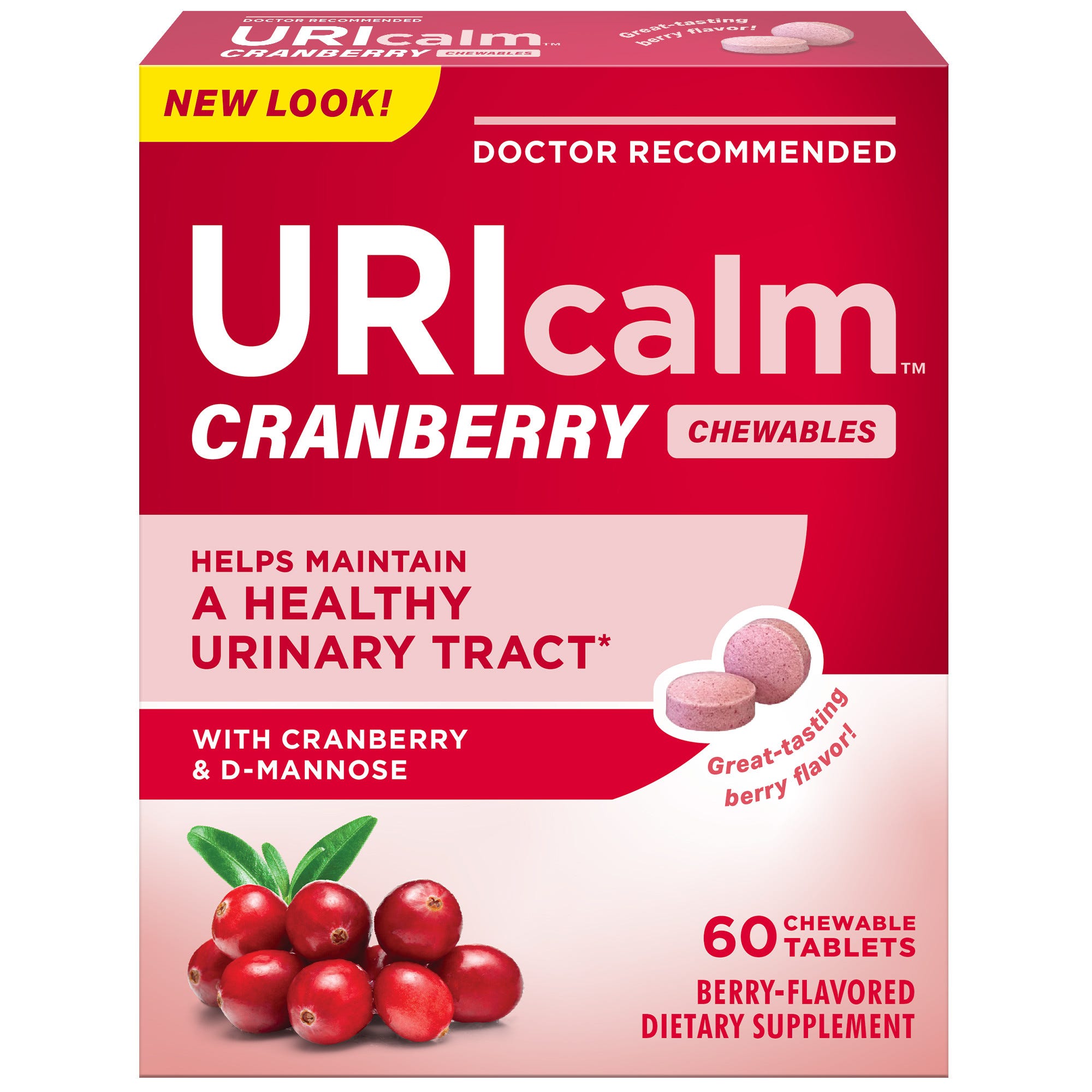 Uricalm Cranberry, Plus D Mannose, Chewable Tablets, Berry Flavored
