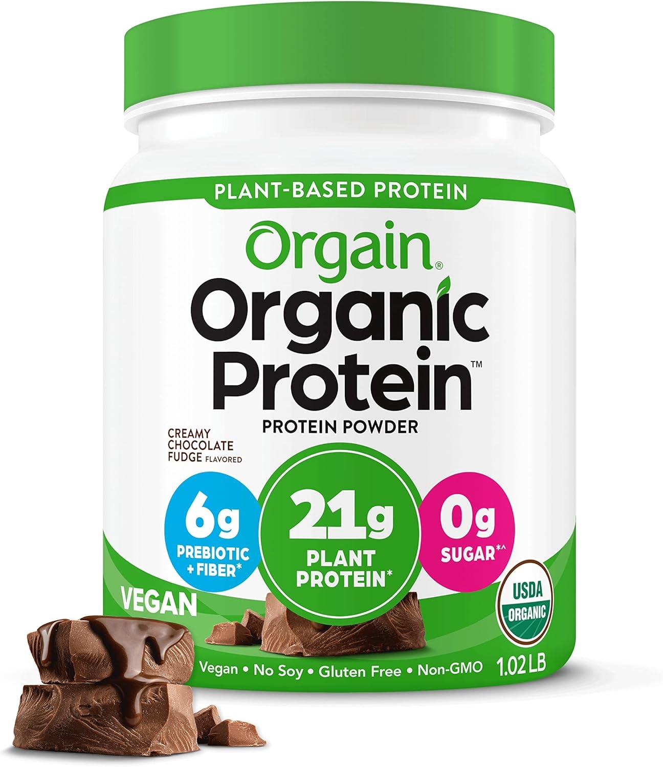 Orgain Organic Vegan Plant Based Protein Powder - Creamy Chocolate Fudge - 16.32oz