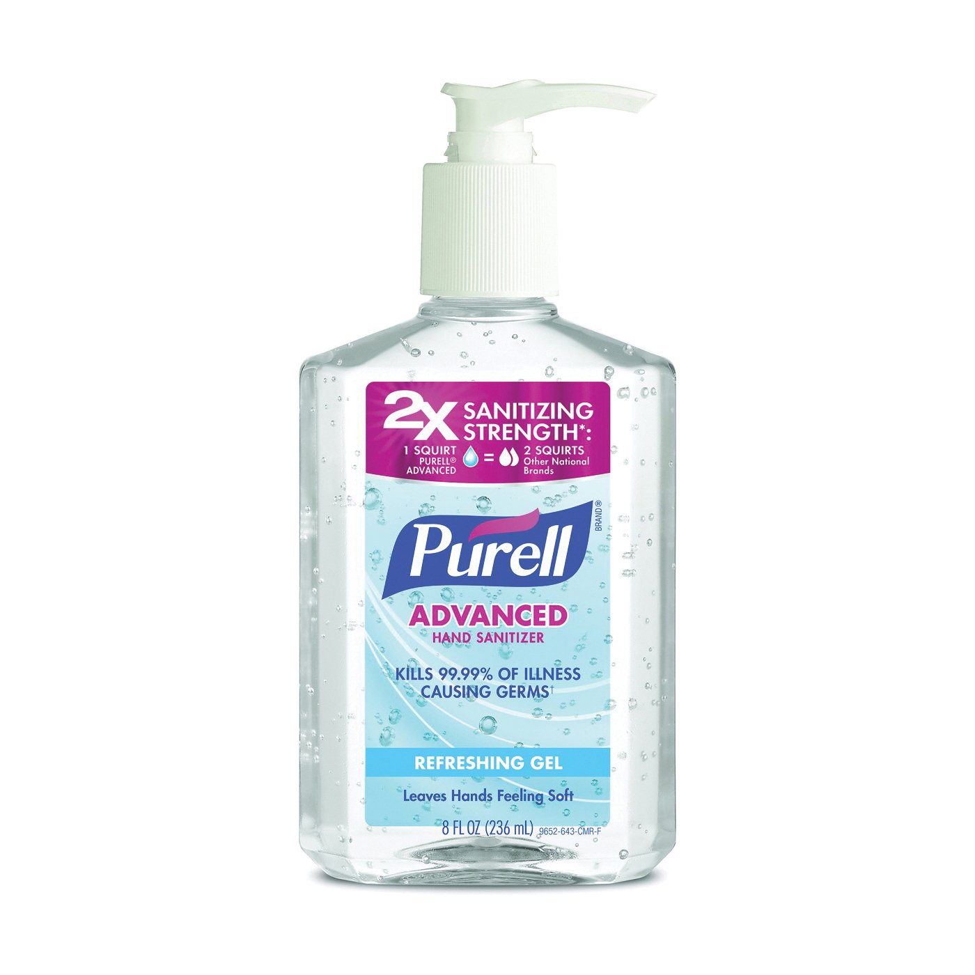 Purell Refreshing Gel Advanced Hand Sanitizer Pump Bottle, 8 Ounce