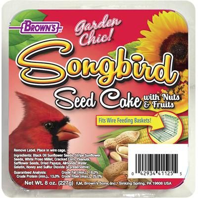 Brown's Garden Chic! Songbird Seed Cake With Nuts & Fruits