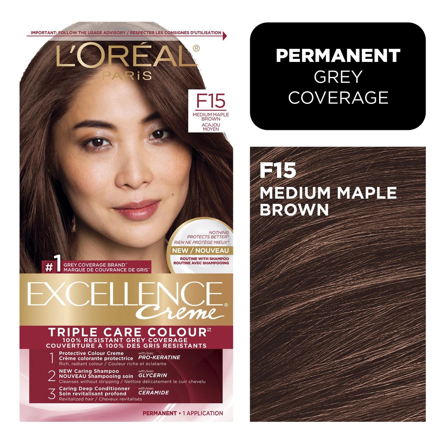 Excellence L'Oreal Paris Permanent Hair Color With Triple Care, 5AR Medium Maple Brown, 1 Kit