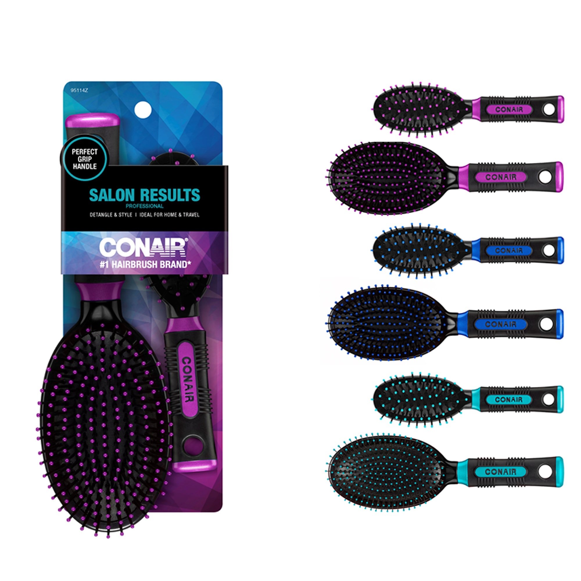 Conair Professional Full And Mid Size Nylon Cushion Brush Set