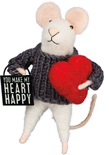 Primitives by Kathy Box Sign Mouse Heart Happy Size 4.50 Tall