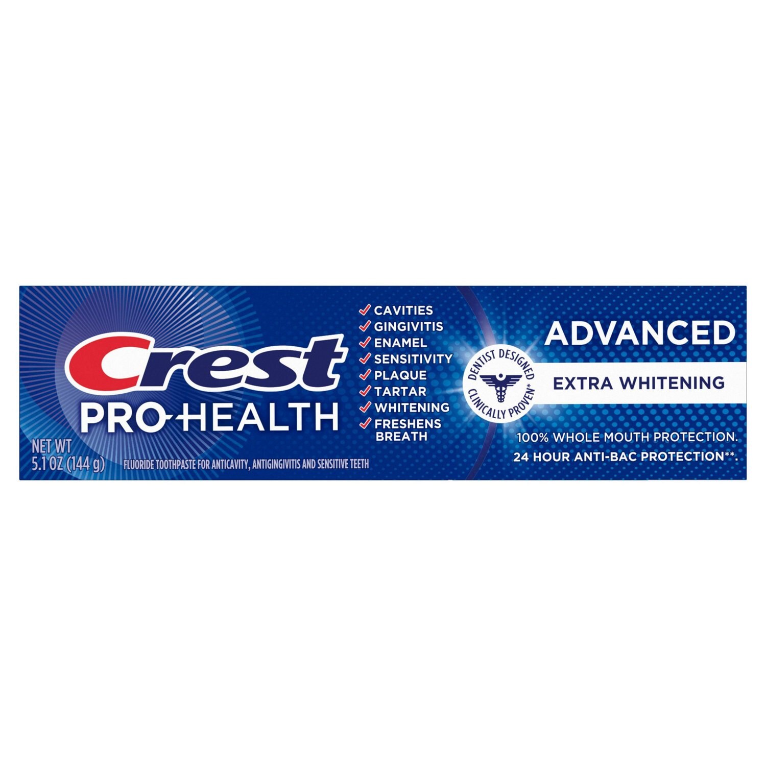 Crest Pro-Health Advanced Extra Whitening Fluoride Toothpaste For Anticavity, Antigingivitis, And Sensitive Teeth, 5.1 OZ
