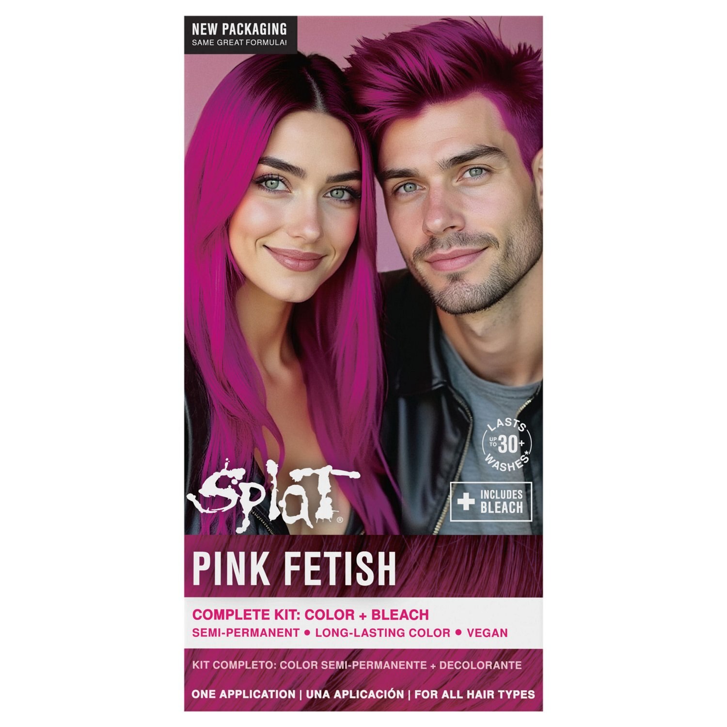 Splat Complete Semi-Permanent Hair Color Kit With Bleach, Pink Fetish