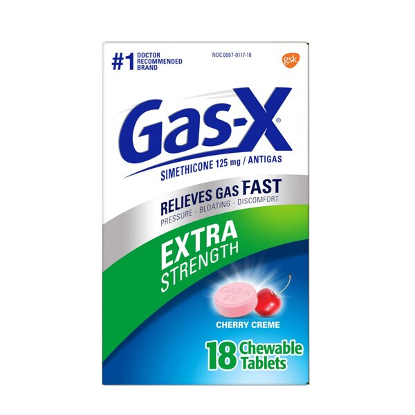 Gas-X Antigas Chewable Tablets Extra Strength, Cherry 18 Tabs By Novartis Consm