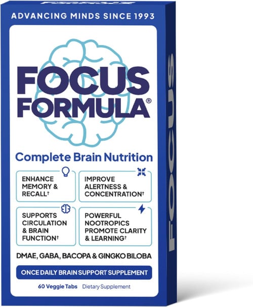 Focus Formula Nootropic Brain Supplement - & Energy Booster - 60 Tablets