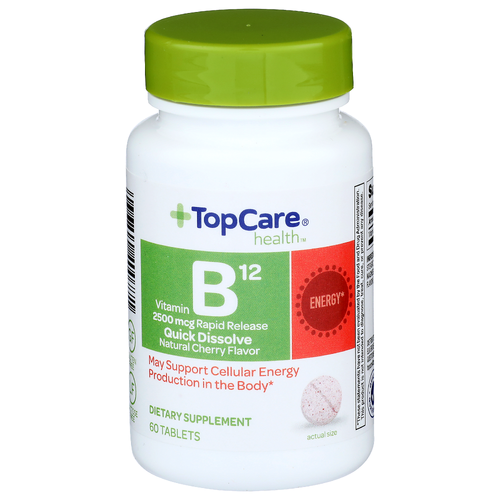 TopCare Vitamin B12 Cherry Flavor Chewable Tablets 2500 mcg, 60 ct