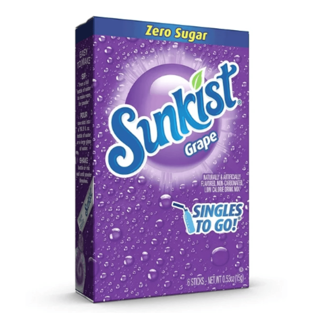 Sunkist Grape Zero Sugar Drink Mix 6 Count Singles To Go
