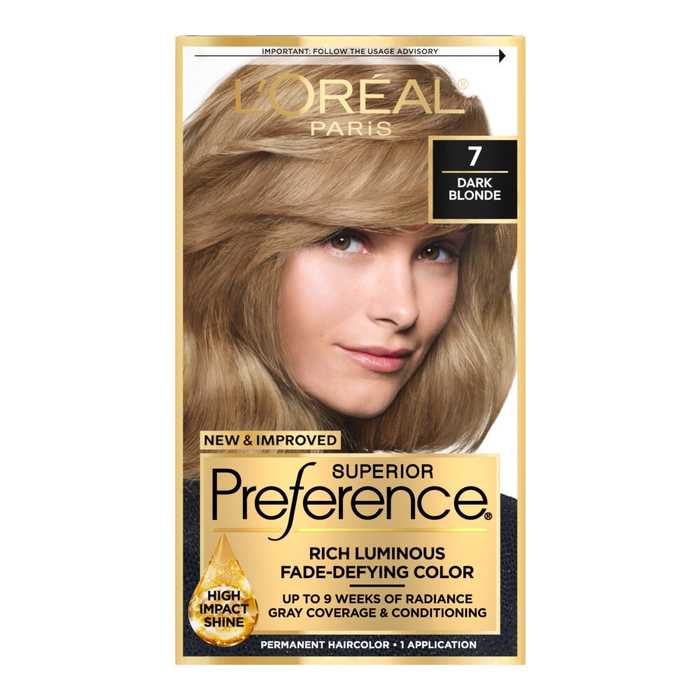 Superior Preference L'Oreal Paris Fade-Defying Shine Permanent Hair Color, 7 Dark Blonde, 1 Kit